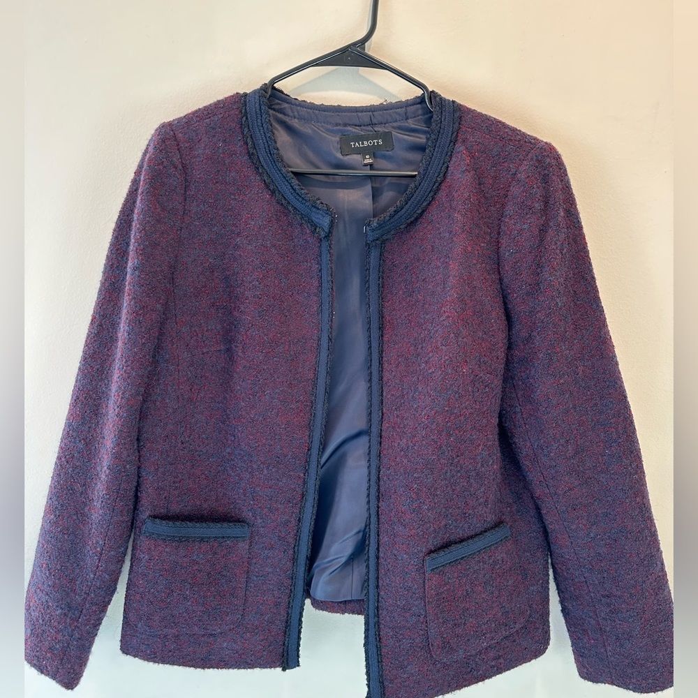 Talbots Knit blazer (navy and purple)